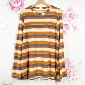 Cotton Bleu Stripe Soft Crewneck Longsleeve Shirt XL